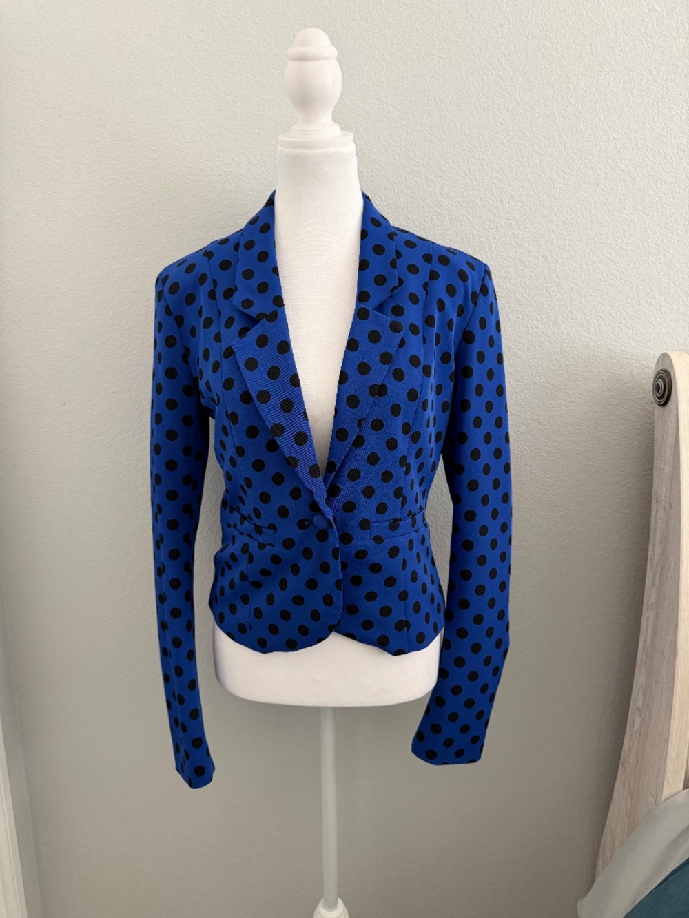 Kardashian Kollection Blue Polkadot Suit Jacket